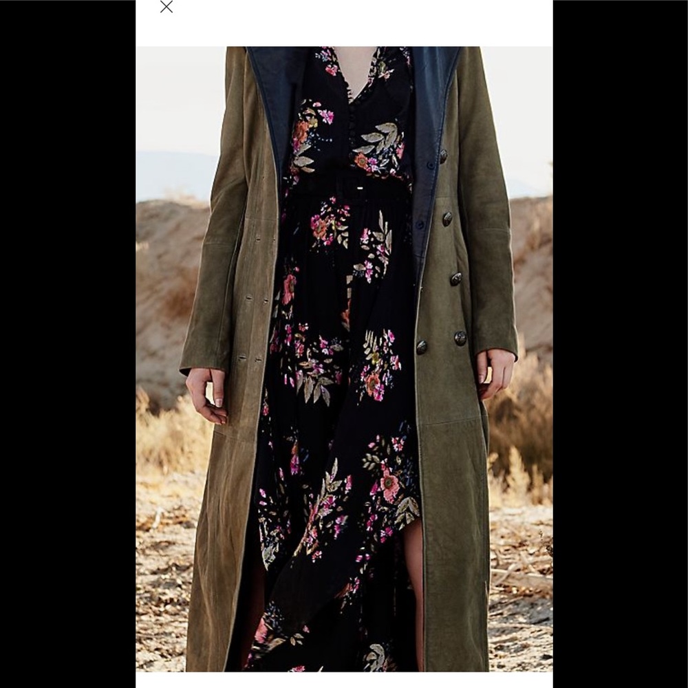 EUC Free People Military Army Green Trench Coat Duster